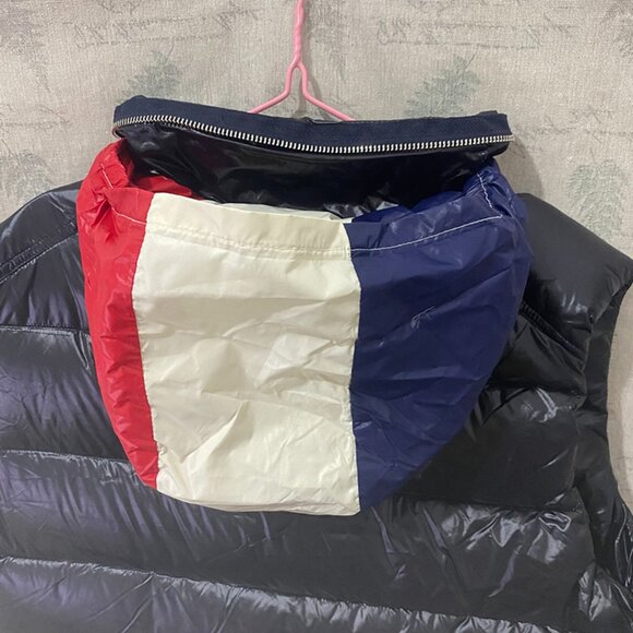 Womens Tricolor Hood Moncler Black Puffer Vest - Picture 5 of 12